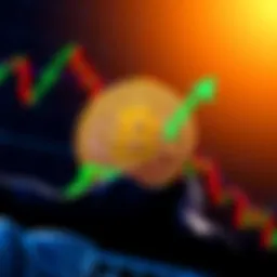 Bitcoin logo with rising graph A Bitcoin logo with a green upward graph, symbolizing growth and market recovery, set against a backdrop of a fluctuating market chart.