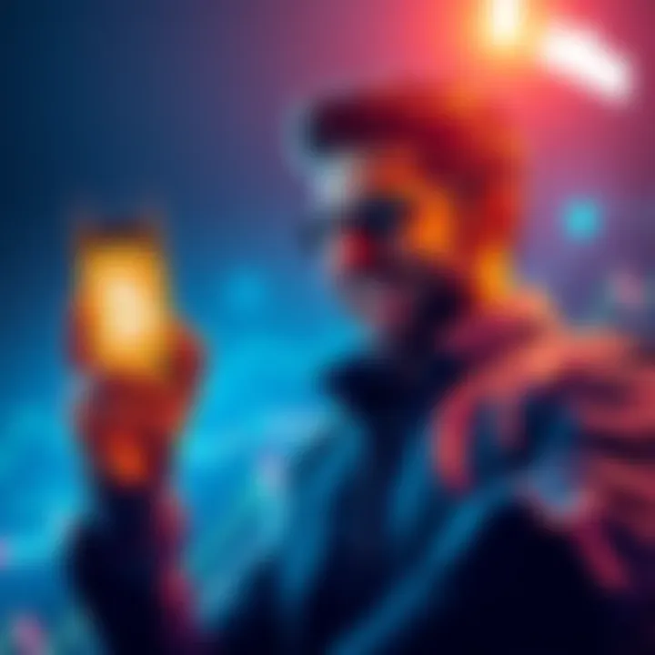 A person excitedly checking Bitcoin's price on a smartphone, showing a 100% increase in value over three weeks.