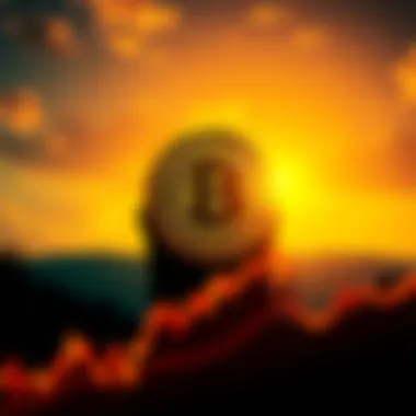 Graph showing Bitcoin price increase with a silhouette of a new Federal Reserve chair in the background