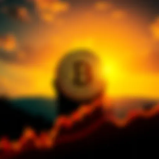 Graph showing Bitcoin price increase with a silhouette of a new Federal Reserve chair in the background
