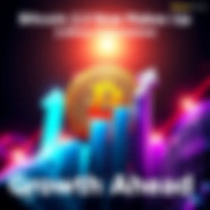 Illustration of Bitcoin symbol with upward arrows indicating growth and market expansion