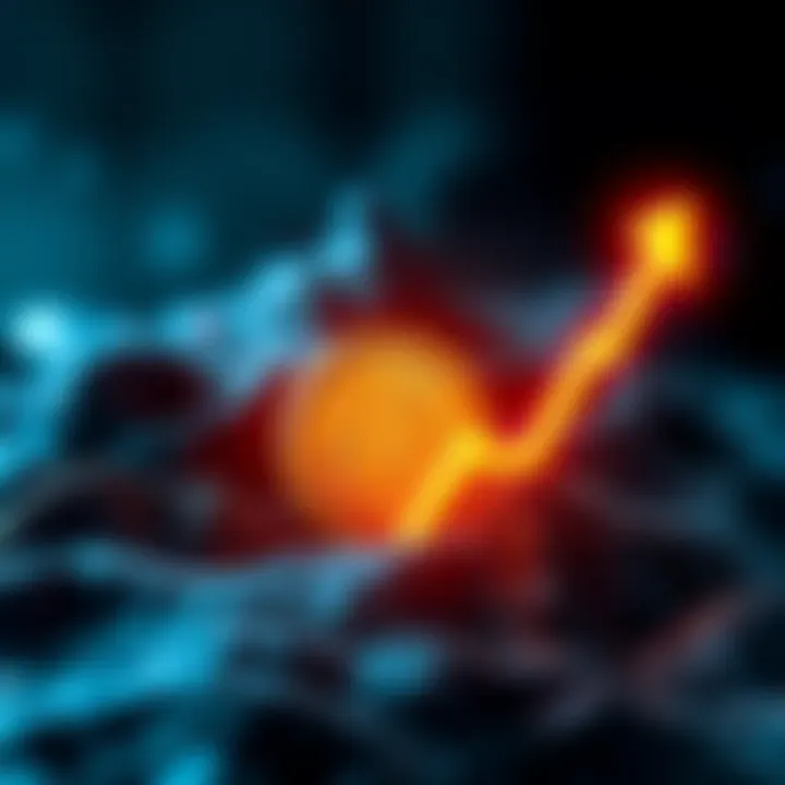 A graphic showing an upward trend line with a Bitcoin symbol and a bright future projection