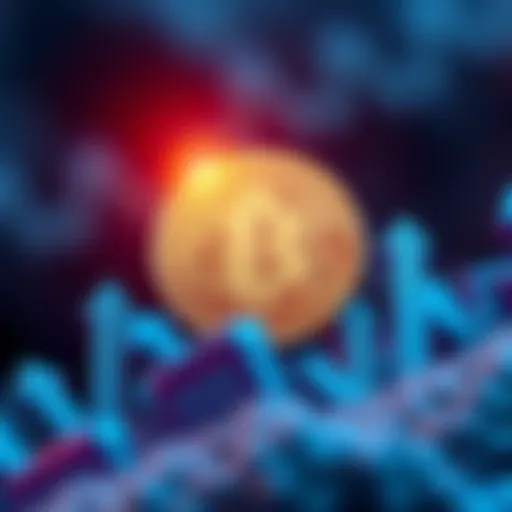 A Bitcoin symbol surrounded by upward arrows indicating growth and stability in the cryptocurrency market