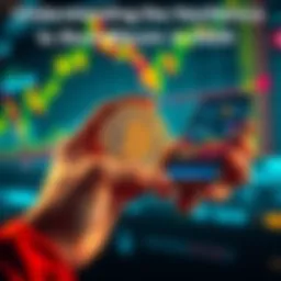 Person holding a Bitcoin tightly while looking at price charts on a phone