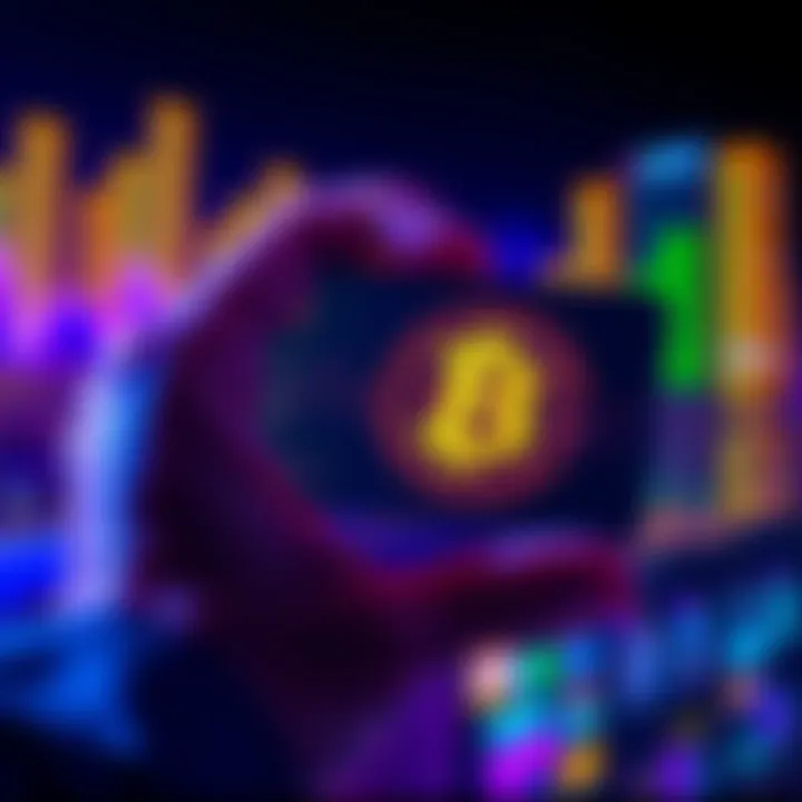 A person holding a Bitcoin hardware wallet with Bitcoin logo on the screen, illustrating the secure storage of cryptocurrency holdings.