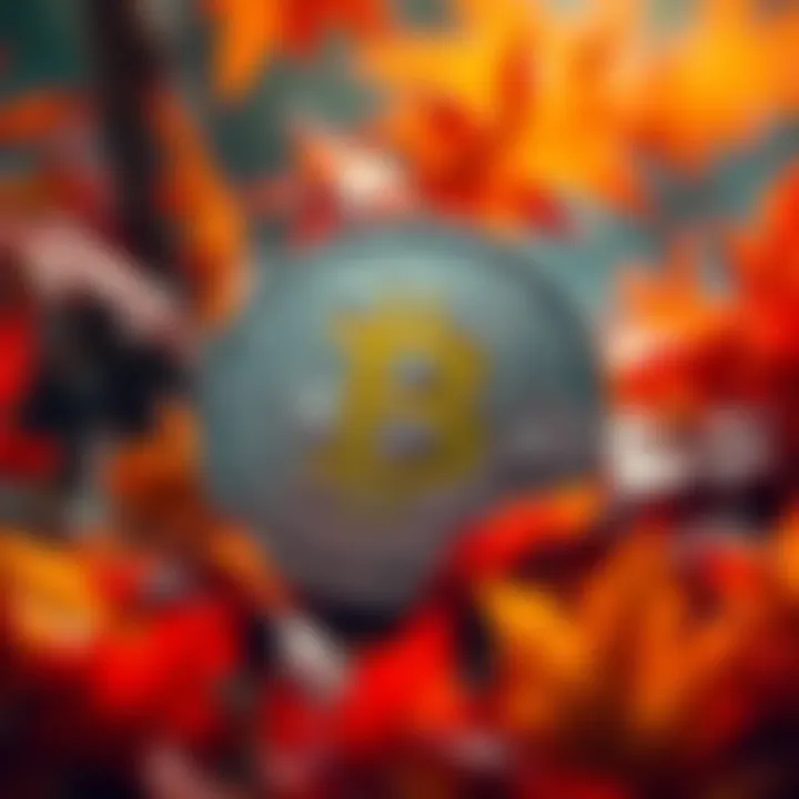 A digital graphic representing Bitcoin surrounded by autumn leaves, symbolizing the fall season for investment strategies.