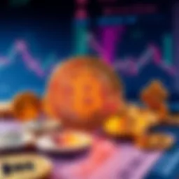 A graphic showing Bitcoin symbol with pros and cons listed alongside traditional currency symbols.
