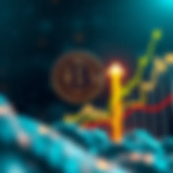 Bitcoin symbol rising dramatically with a graph showing upward trends, representing the surge to $124K.