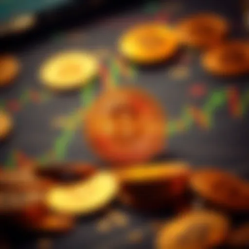 A graphic showing Bitcoin price chart reaching 100k with coins in the background