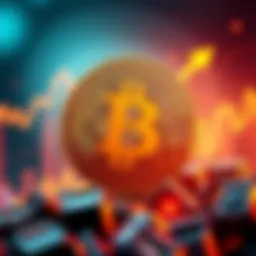 A digital representation of Bitcoin symbol soaring to $80,000 with a graph showing upward trends in the background.