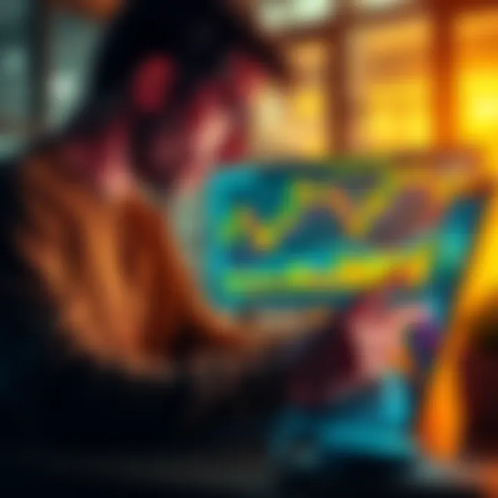 A person analyzing Bitcoin charts and discussing dollar-cost averaging strategies on a laptop