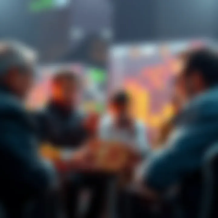 A group of early bitcoin holders discussing their investment strategies amidst market changes.