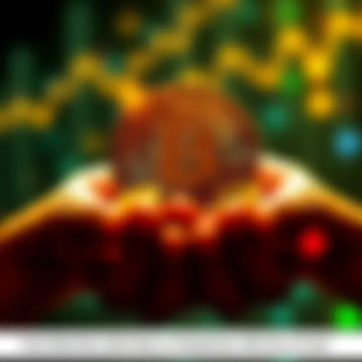 A pair of hands holding shiny coins with the Bitcoin symbol, representing the hope and prayer for value in digital currency.