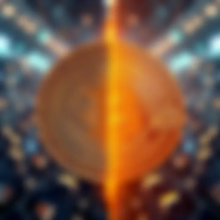 Bitcoin Ideals vs Reality A split image showing Bitcoin's original ideals of decentralization on one side with a community network, and the current corporate-dominated reality on the other side with corporate logos and a stock...