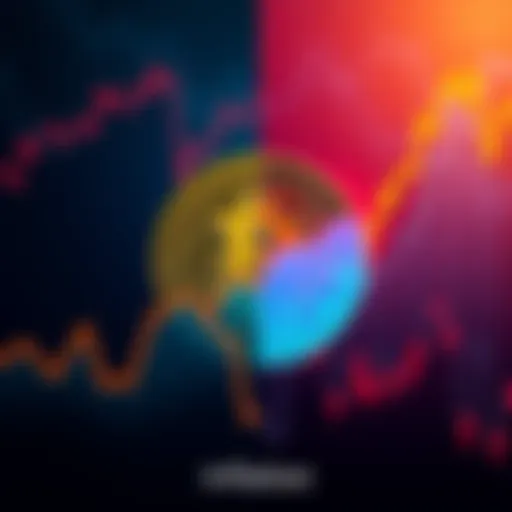 A split image showing Bitcoin's symbol alongside rising inflation graphs, illustrating contrasting financial trends.