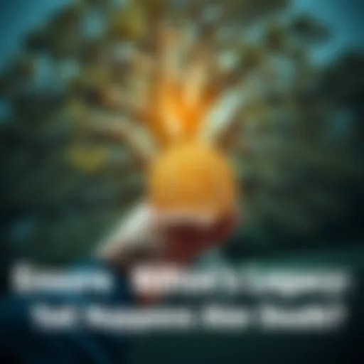 A person holding a Bitcoin symbol with a family tree in the background, representing passing digital assets to future generations.