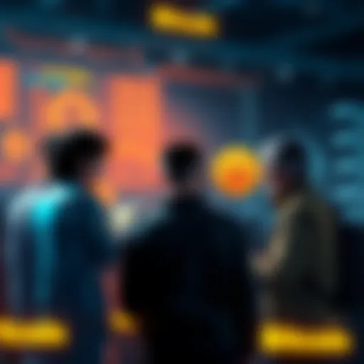 Group of people discussing Bitcoin concepts like self-custody and mining