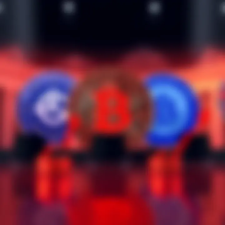 Bitcoin graphic with a backdrop of central bank logos representing the Fed, ECB, and BoE discussing interest rates