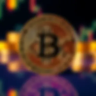 A shiny Bitcoin coin with the symbol prominently displayed on a reflective surface, symbolizing investment potential amidst market challenges.