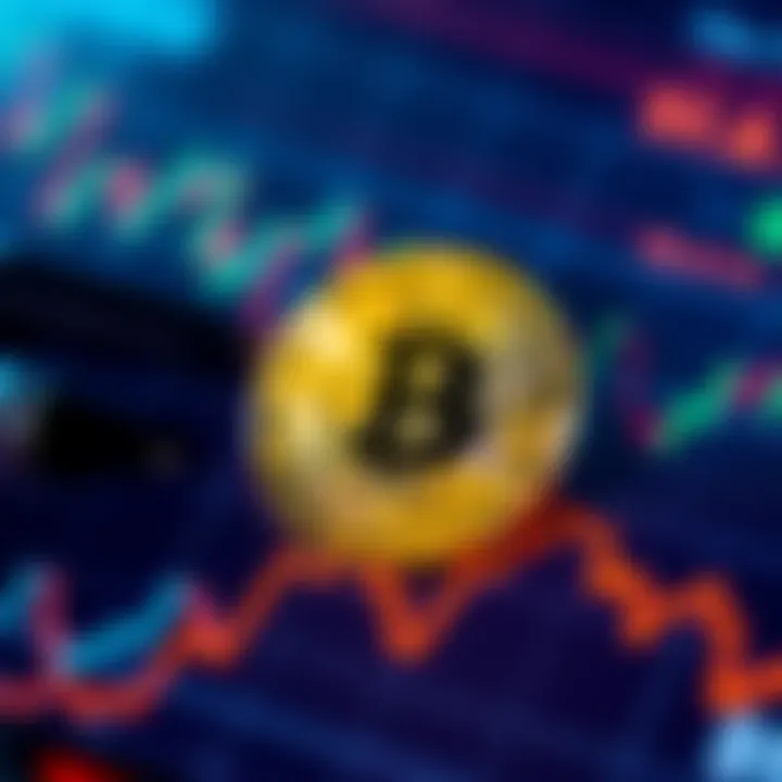 A close up of a Bitcoin coin on a digital graphic displaying an upward trend, symbolizing investment potential at $59,000.