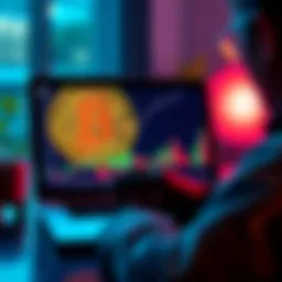 A person looking at a Bitcoin chart on a laptop, showing potential growth and investment opportunity.