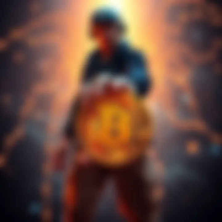 A person with an impressive IQ holding a Bitcoin symbol, standing confidently, symbolizing hope for the future.