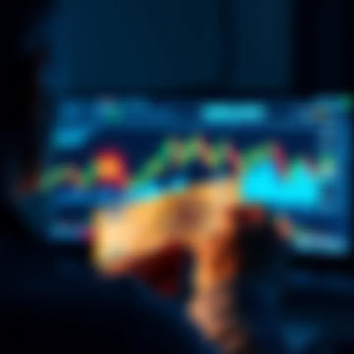 Person looking at a screen showing Bitcoin price chart and holding a Euro note
