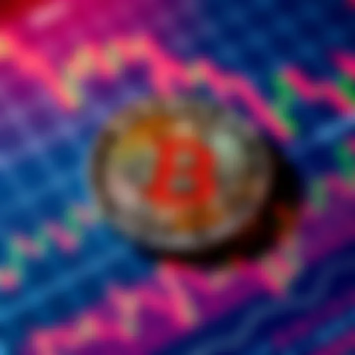 A close-up of a Bitcoin coin on top of financial charts, reflecting current market trends and investment potential.