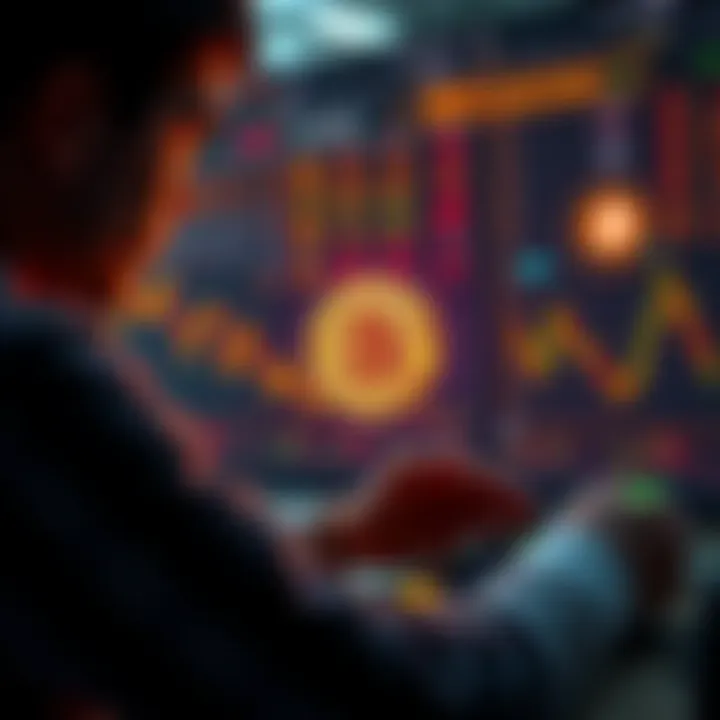 An investor examining Bitcoin charts and calculating potential returns