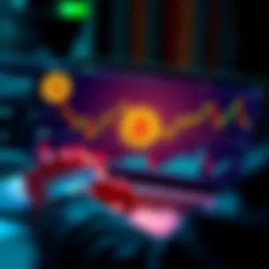 Bitcoin Investment Analysis A person analyzing Bitcoin trends on a laptop with financial charts and graphs displayed