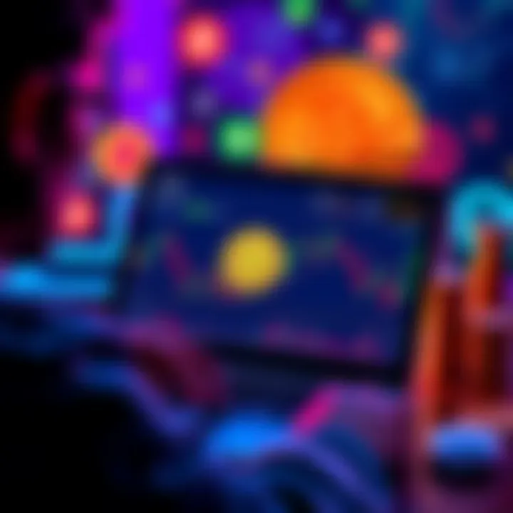 A person analyzing Bitcoin charts on a laptop with altcoins like XRP, SOL, and ADA icons in the background.