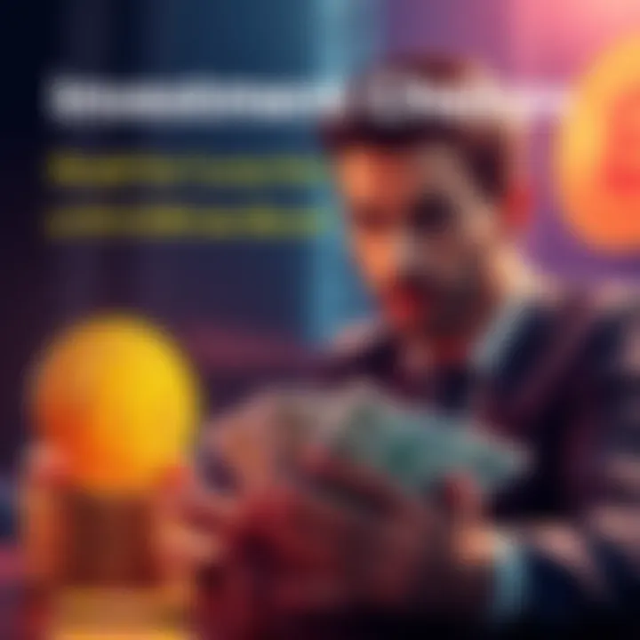 A person considering investment options with Bitcoin symbols and cash in front of them