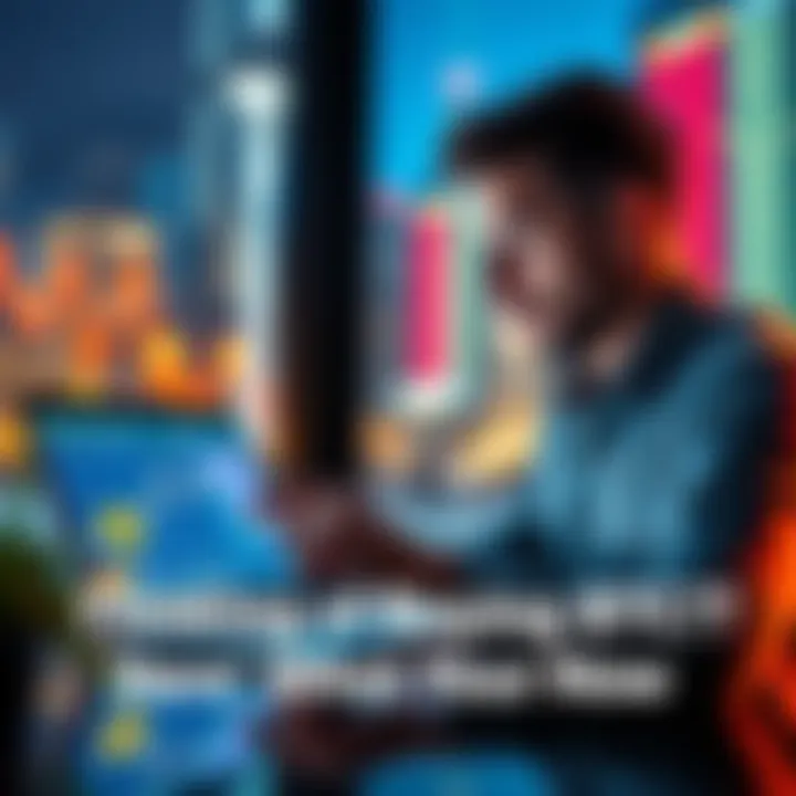 Bitcoin investment concept A person examining Bitcoin prices on a laptop, considering an investment.