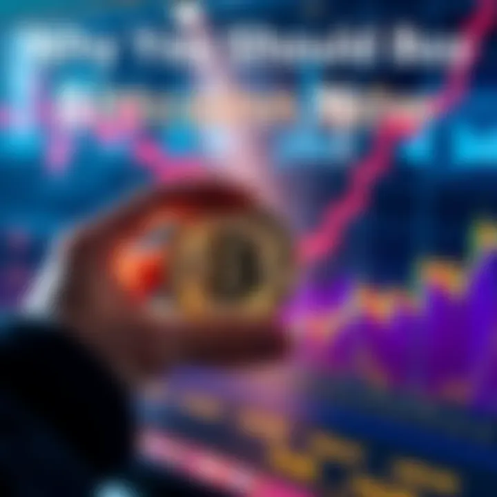 A person holding a Bitcoin while looking at a graph showing rising prices, symbolizing investment opportunities.
