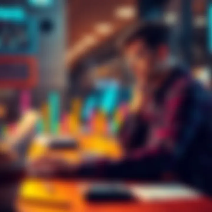 A person contemplating investing in Bitcoin with a laptop and calculator on the table.