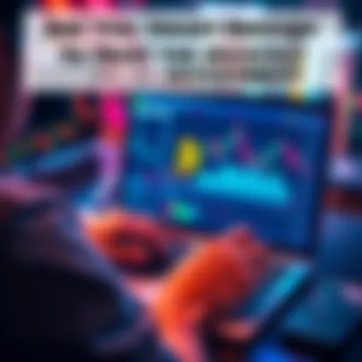 A person analyzing Bitcoin trends on a laptop with charts and graphs on the screen, showing investment potential and market fluctuations.