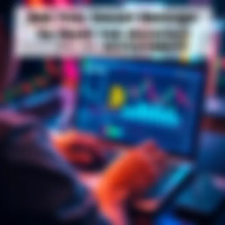 A person analyzing Bitcoin trends on a laptop with charts and graphs on the screen, showing investment potential and market fluctuations.