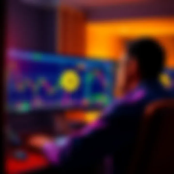 Person considering Bitcoin investment A person looks at Bitcoin charts on a computer screen while thinking about a loan against their house