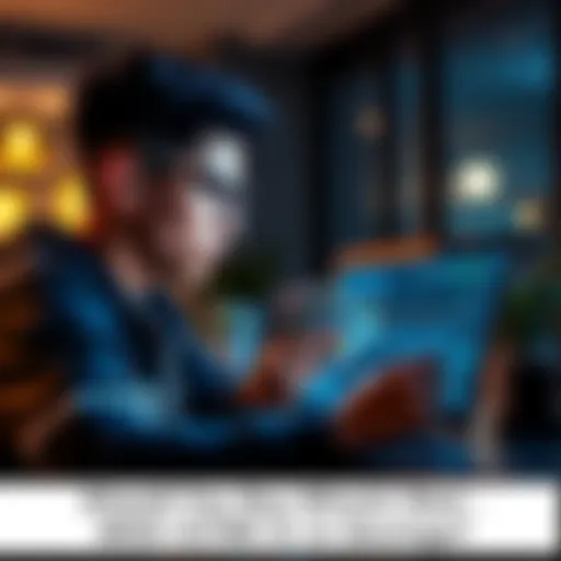 A 24-year-old person looking at a laptop screen displaying Bitcoin prices while holding cash