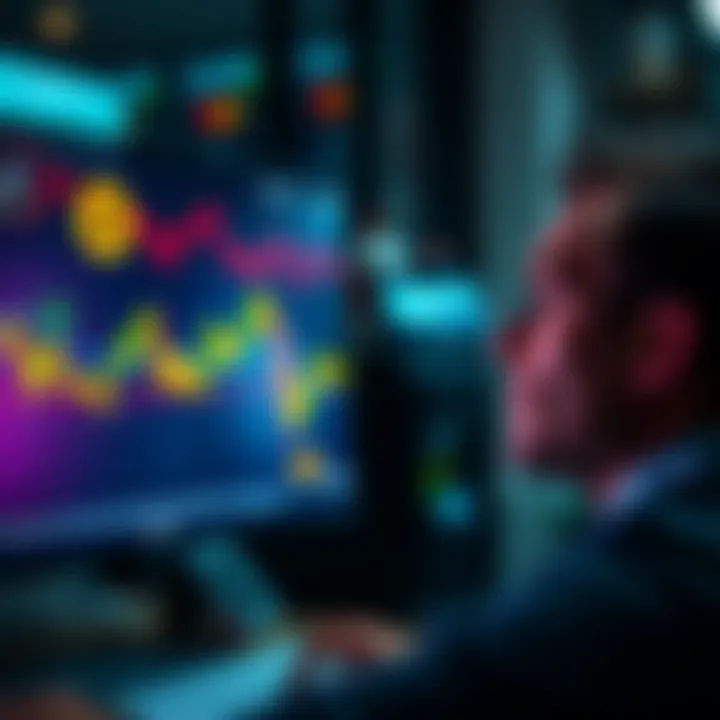 A person looking at a computer screen displaying Bitcoin prices with a thoughtful expression, symbolizing contemplation of investing in cryptocurrency.