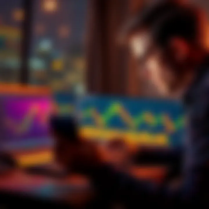 A person looking at a laptop with Bitcoin charts and a calculator, contemplating a loan for investment