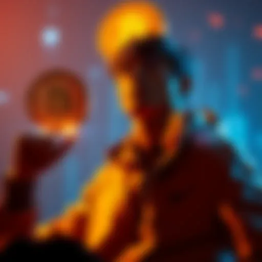 A person weighing the options between Bitcoin and altcoins, with Bitcoin symbol prominently displayed.