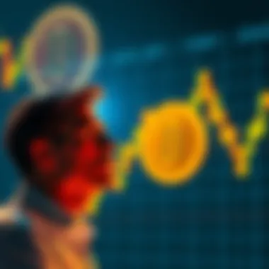 Bitcoin Investment Decision A person thinking about whether to invest or wait, with a Bitcoin symbol and a chart showing fluctuations in the background.