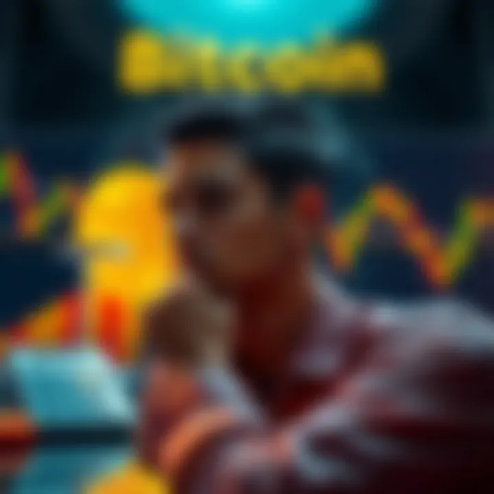 Bitcoin investment decision Person contemplating buying Bitcoin with a calculator and charts in the background
