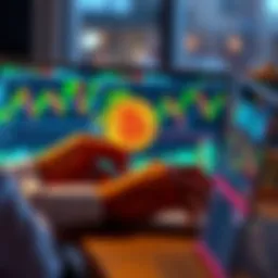 Bitcoin investment decision A person analyzing Bitcoin trends on a laptop with charts and graphs