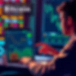 A person analyzing Bitcoin charts and market trends on a laptop, contemplating investment options.