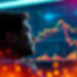 Person contemplating whether to buy Bitcoin now or wait for lower prices, with a graph showing Bitcoin trends in the background.