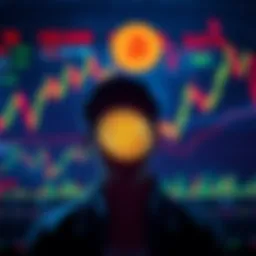 A person contemplating whether to sell or hold their Bitcoin investment, with charts and graphs in the background showing price fluctuations.
