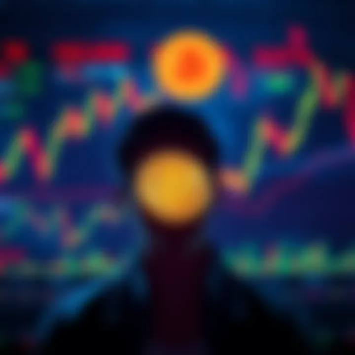 Bitcoin Investment Decision A person contemplating whether to sell or hold their Bitcoin investment, with charts and graphs in the background showing price fluctuations.