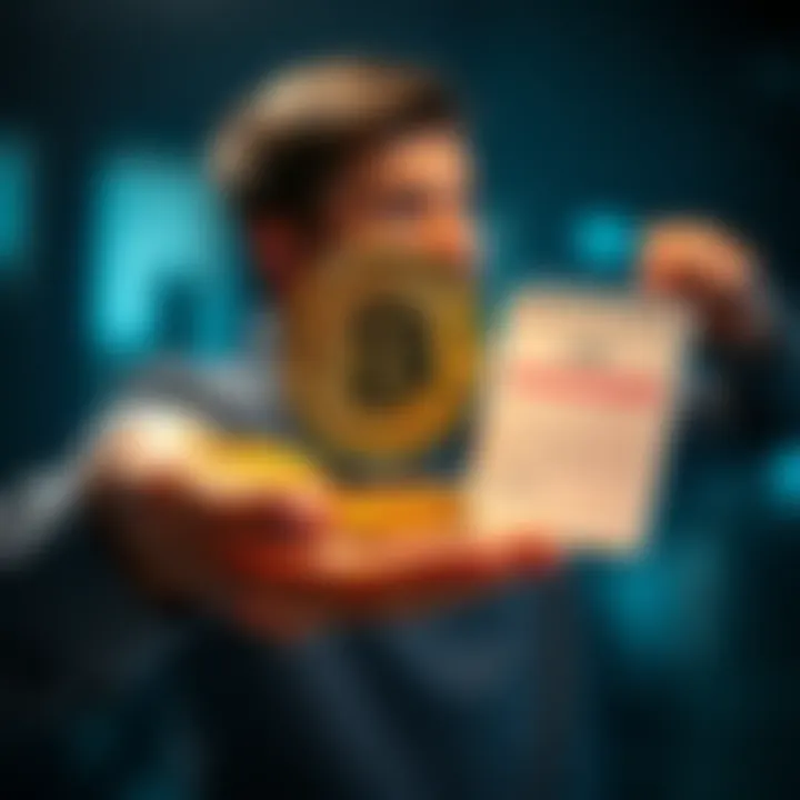 A person weighing options with bitcoins in one hand and a calendar showing 2026 in the other